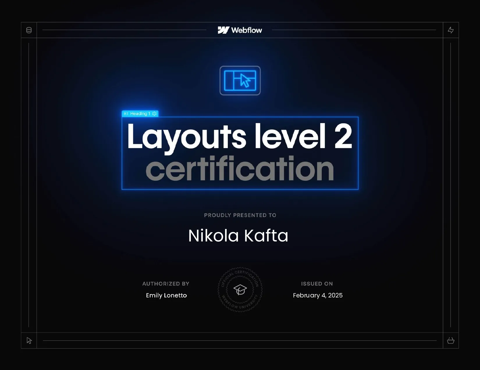 Webflow Academy Layouts 2 Certificate