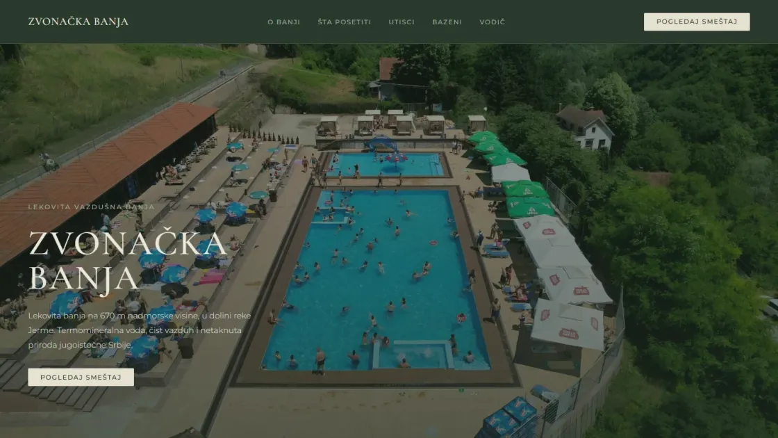 Zvonačka Banja website preview